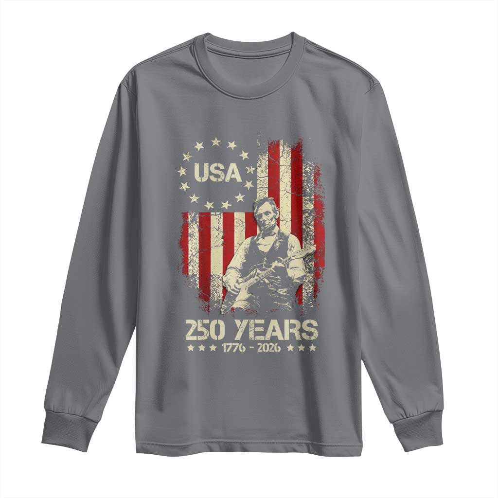 America's 250th Abraham Lincoln Playing Guitar Long Sleeve Shirt