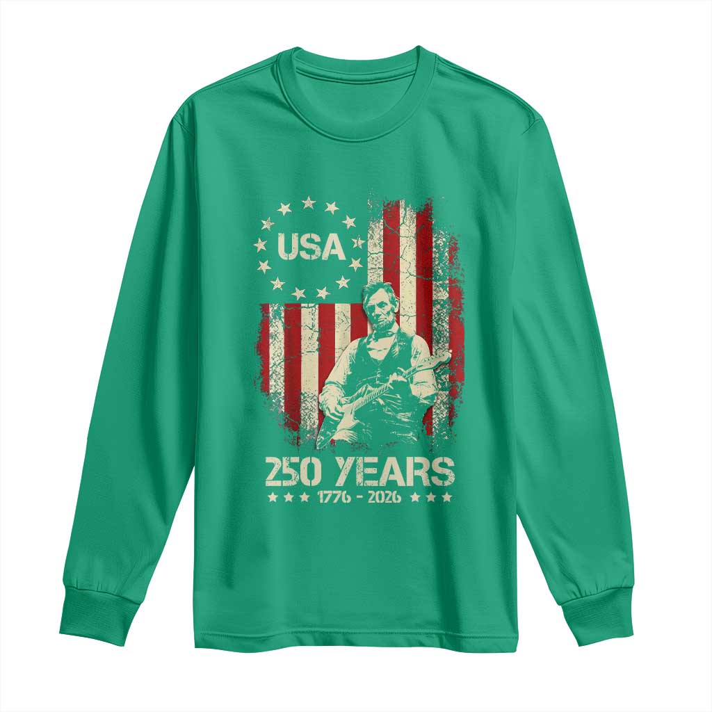 America's 250th Abraham Lincoln Playing Guitar Long Sleeve Shirt