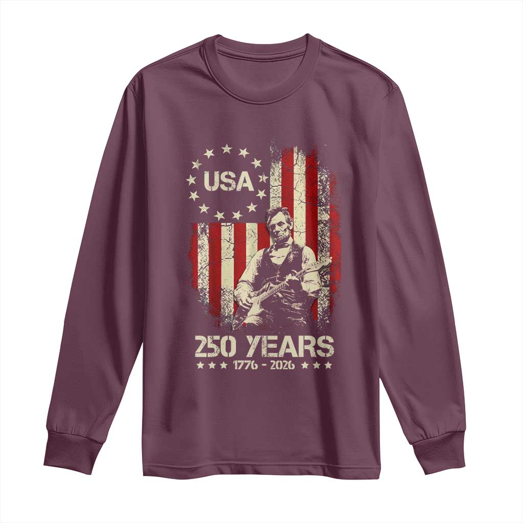 America's 250th Abraham Lincoln Playing Guitar Long Sleeve Shirt