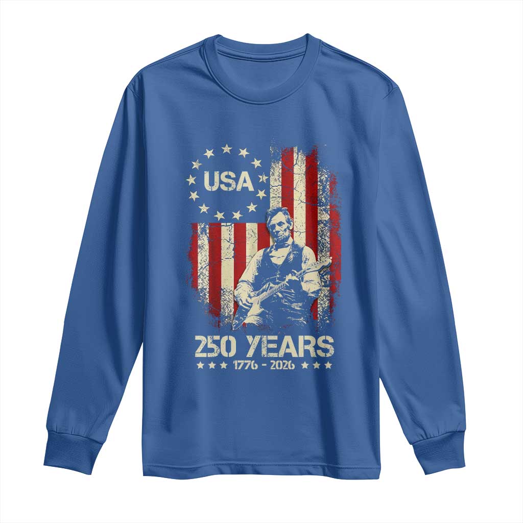 America's 250th Abraham Lincoln Playing Guitar Long Sleeve Shirt