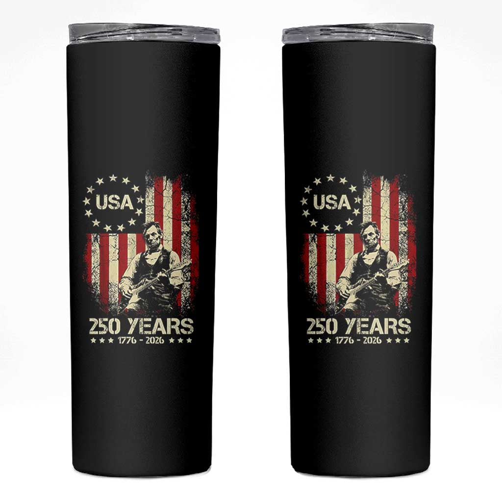 America's 250th Abraham Lincoln Playing Guitar Skinny Tumbler