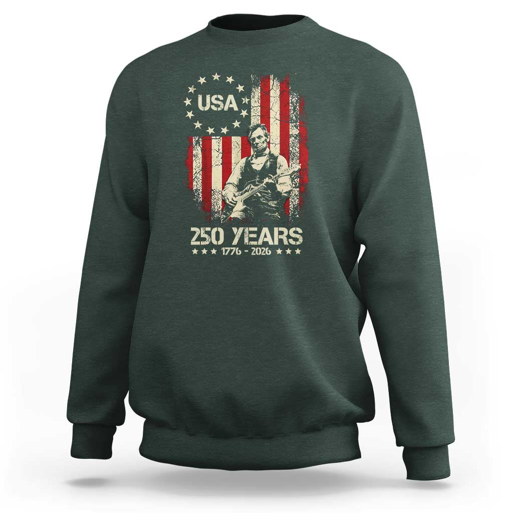 America's 250th Abraham Lincoln Playing Guitar Sweatshirt