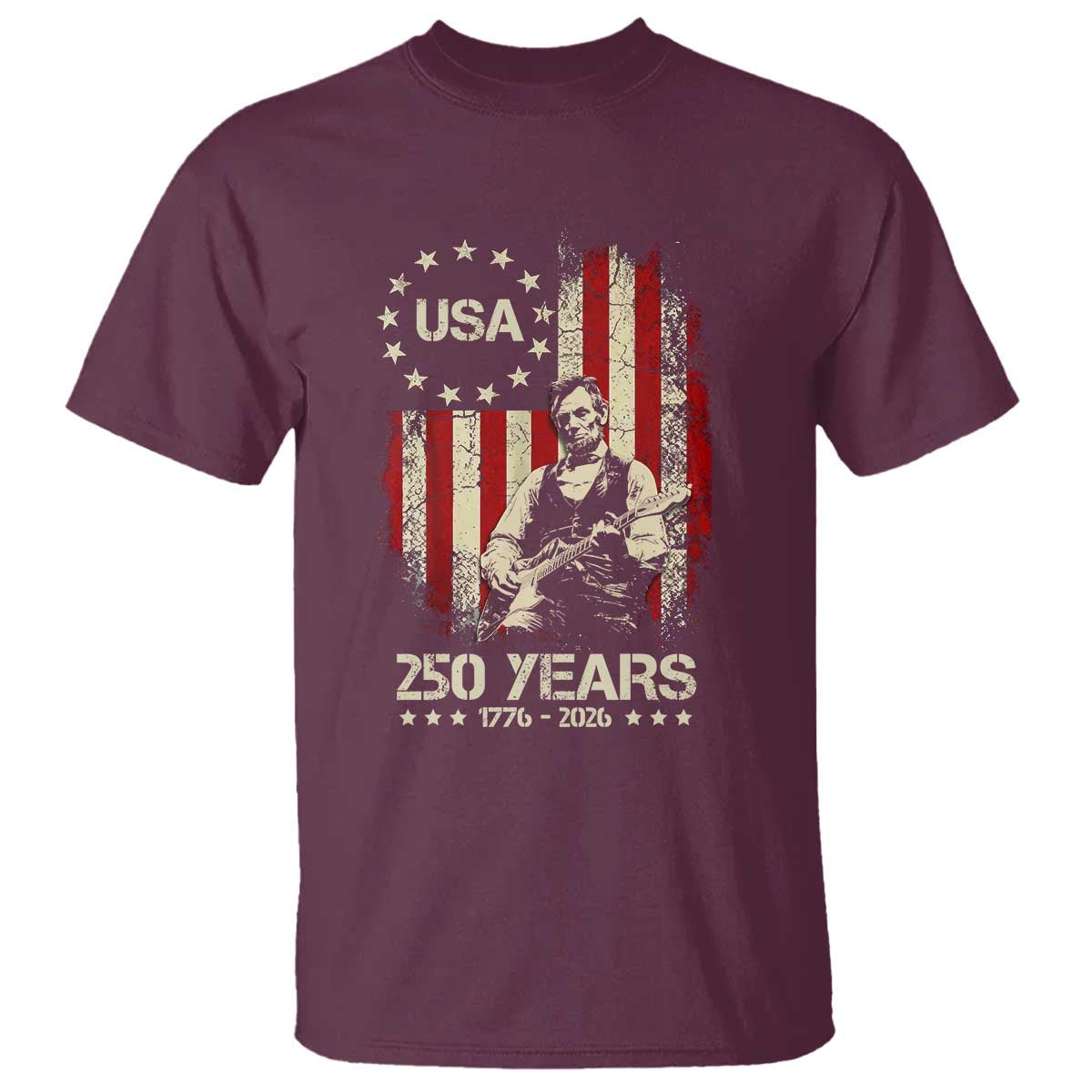 America's 250th Abraham Lincoln Playing Guitar T Shirt