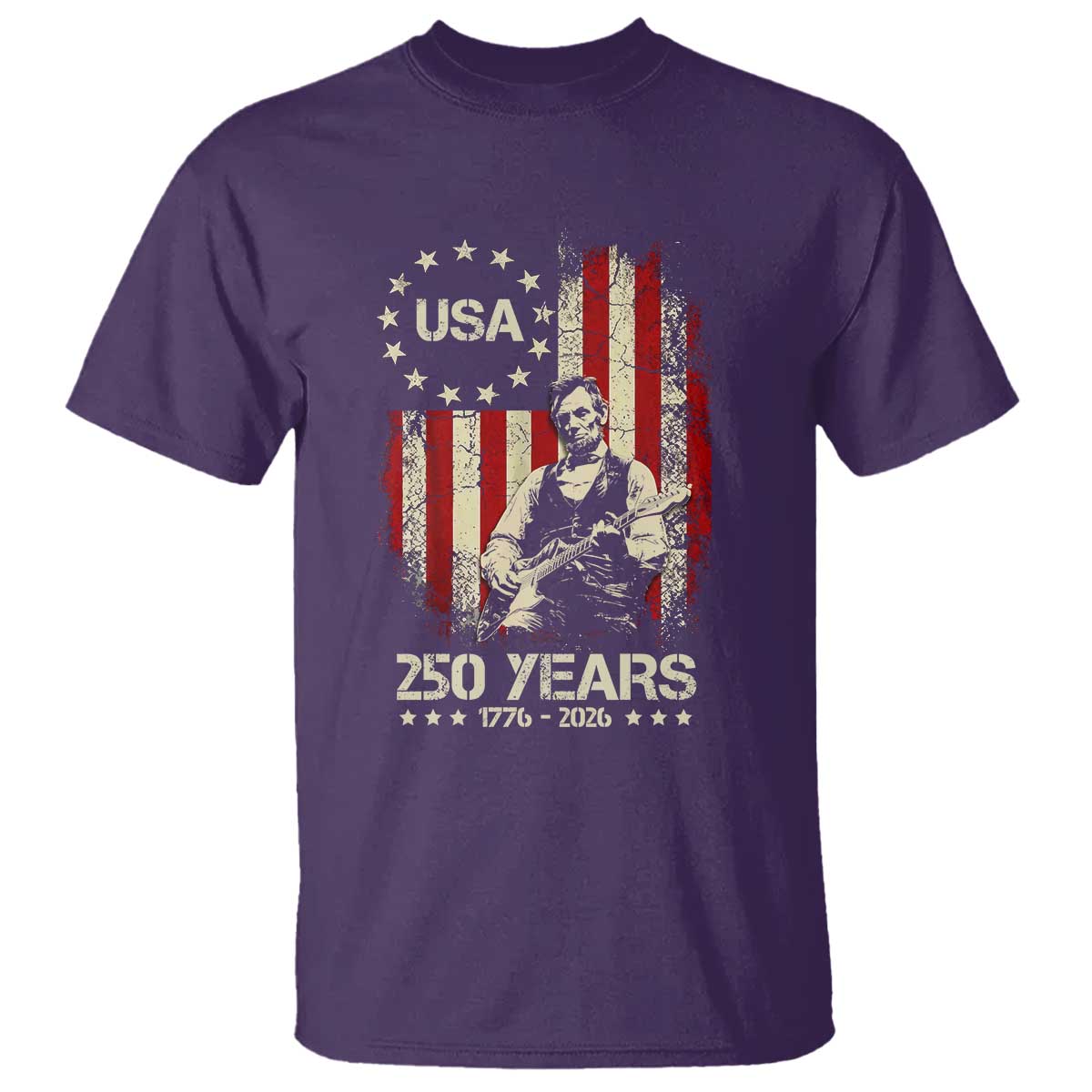 America's 250th Abraham Lincoln Playing Guitar T Shirt