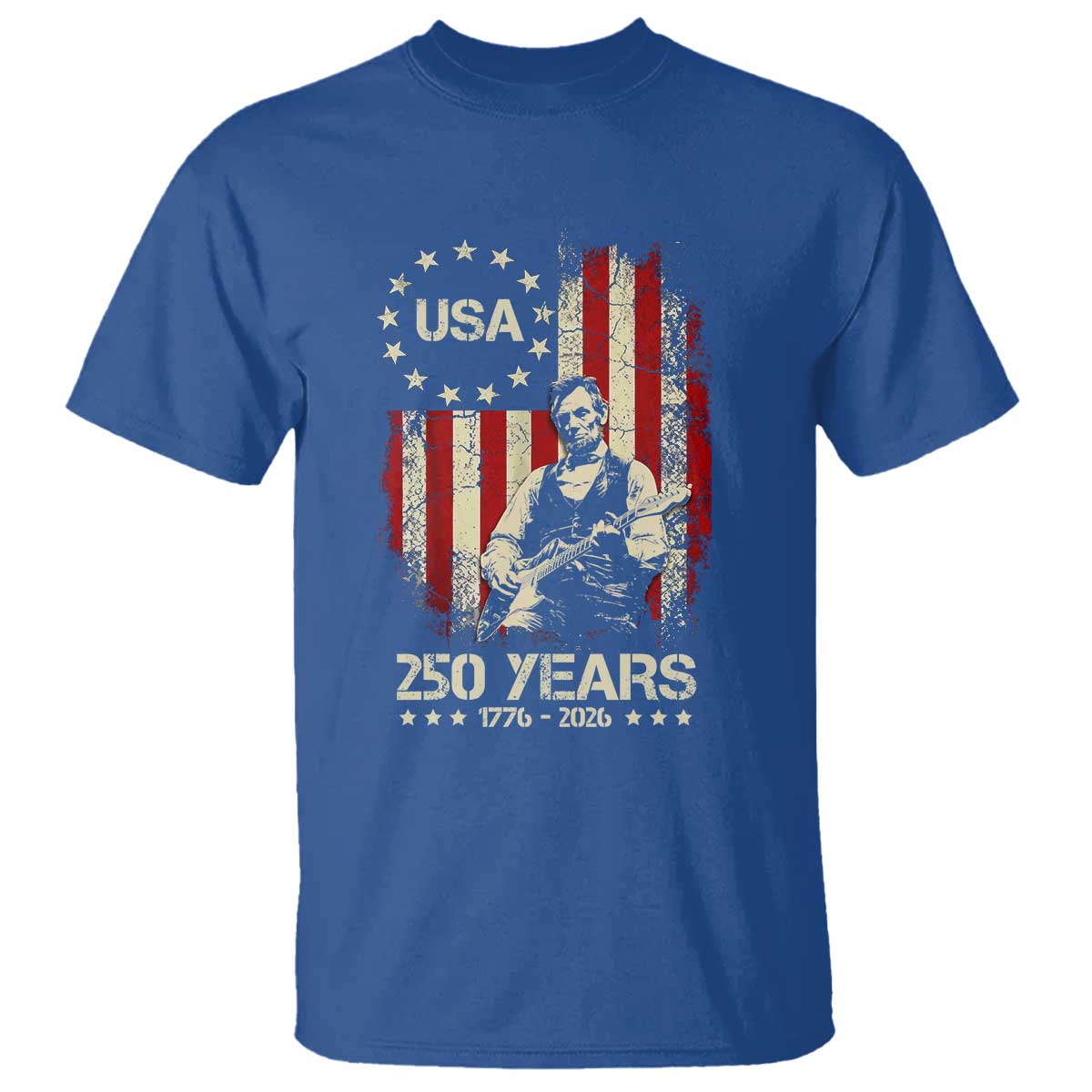 America's 250th Abraham Lincoln Playing Guitar T Shirt