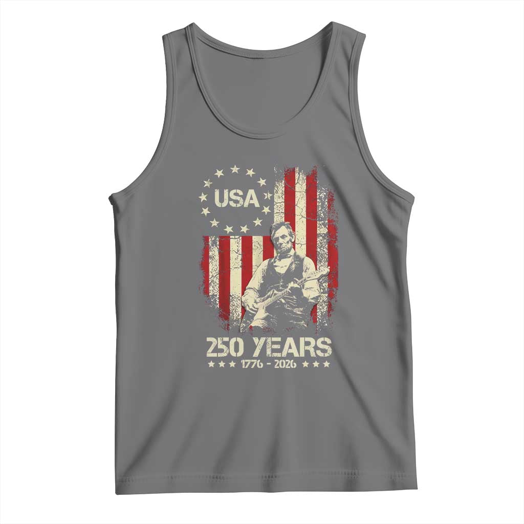 America's 250th Abraham Lincoln Playing Guitar Tank Top