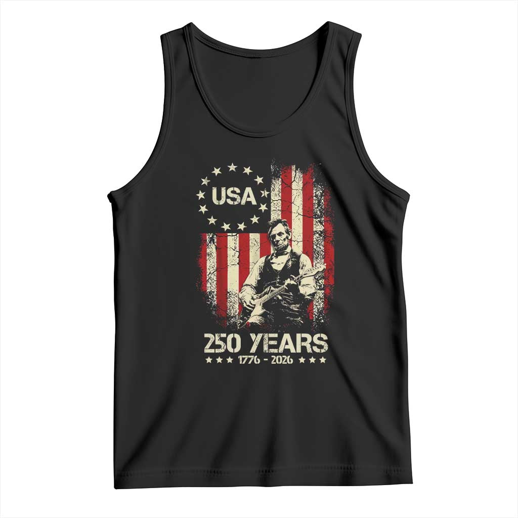 America's 250th Abraham Lincoln Playing Guitar Tank Top