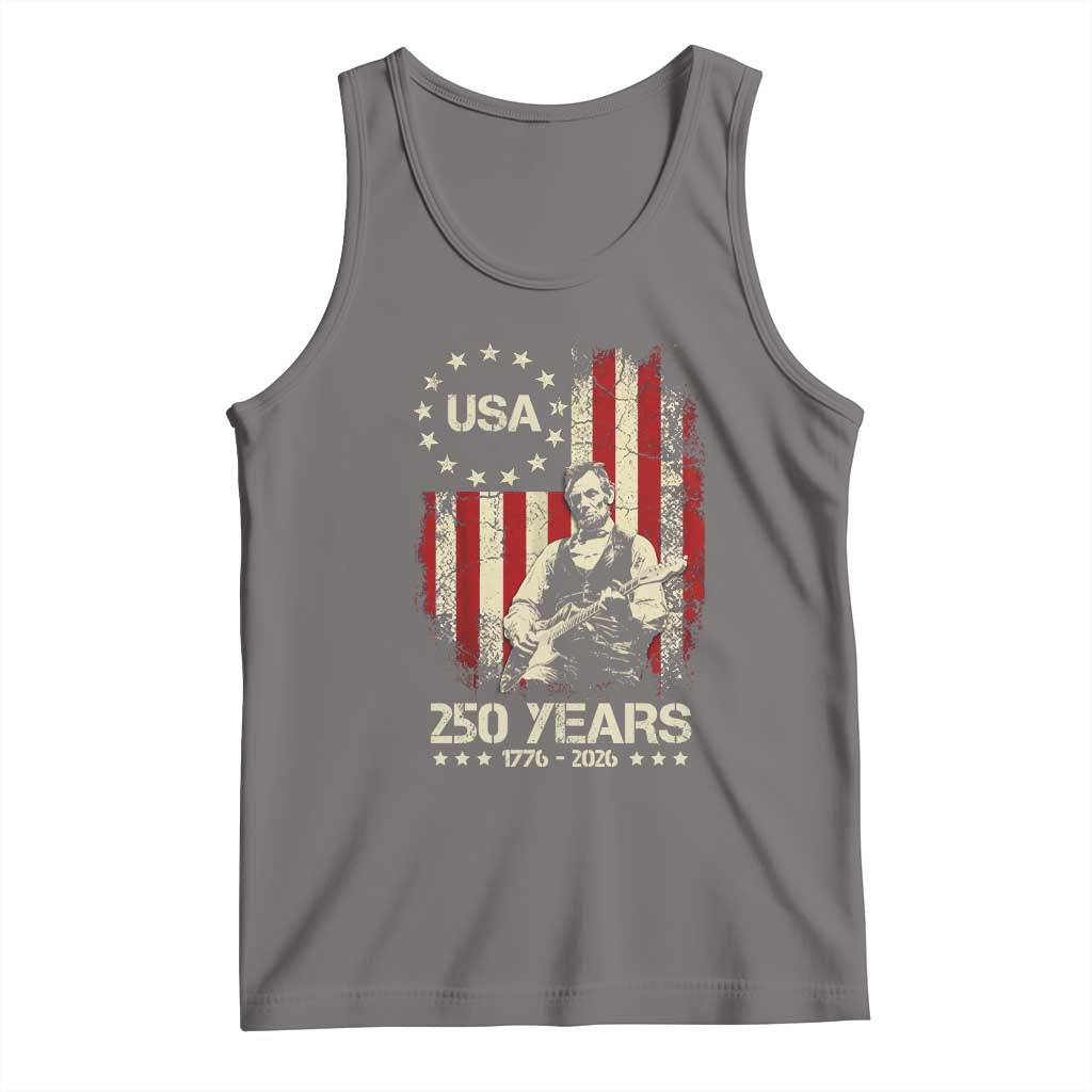 America's 250th Abraham Lincoln Playing Guitar Tank Top