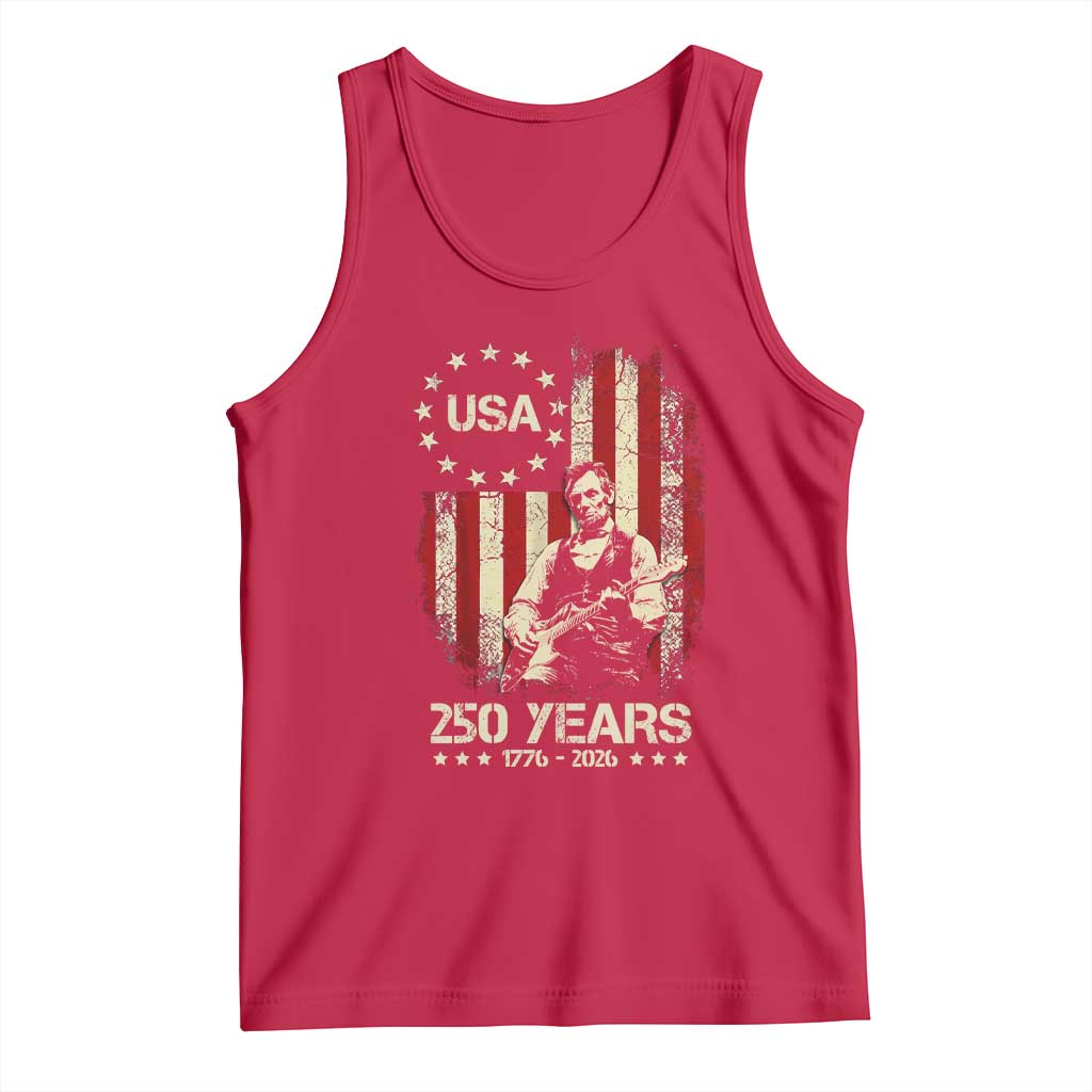 America's 250th Abraham Lincoln Playing Guitar Tank Top