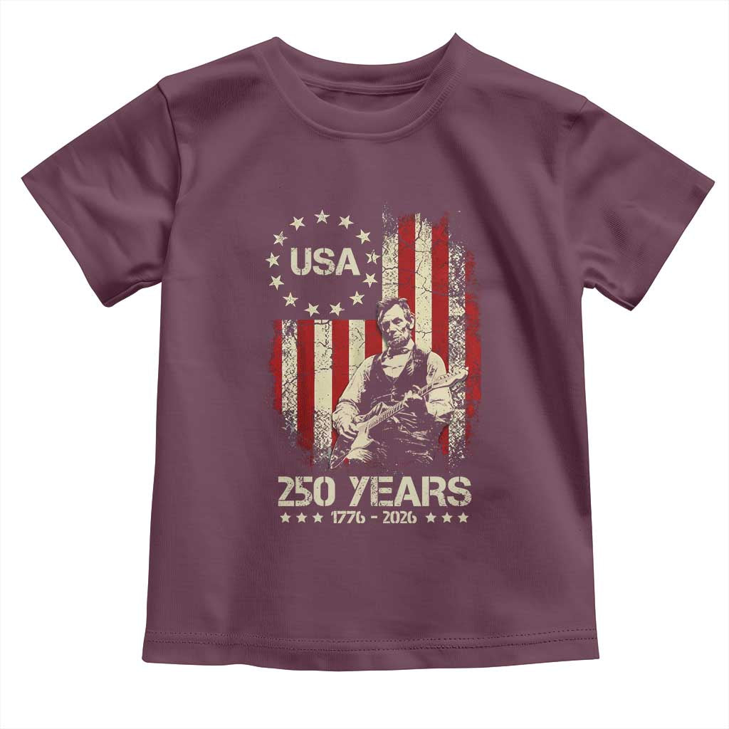 America's 250th Abraham Lincoln Playing Guitar Toddler T Shirt