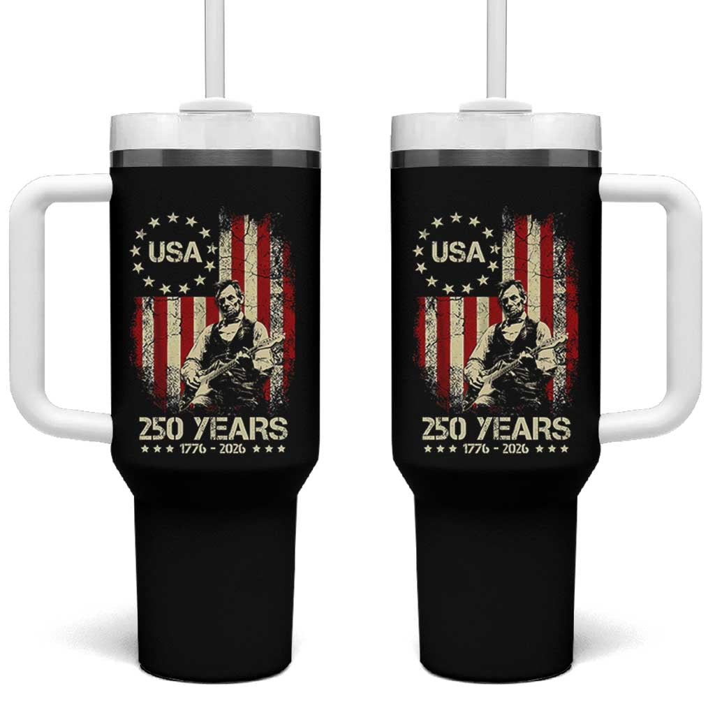 America's 250th Abraham Lincoln Playing Guitar Tumbler With Handle