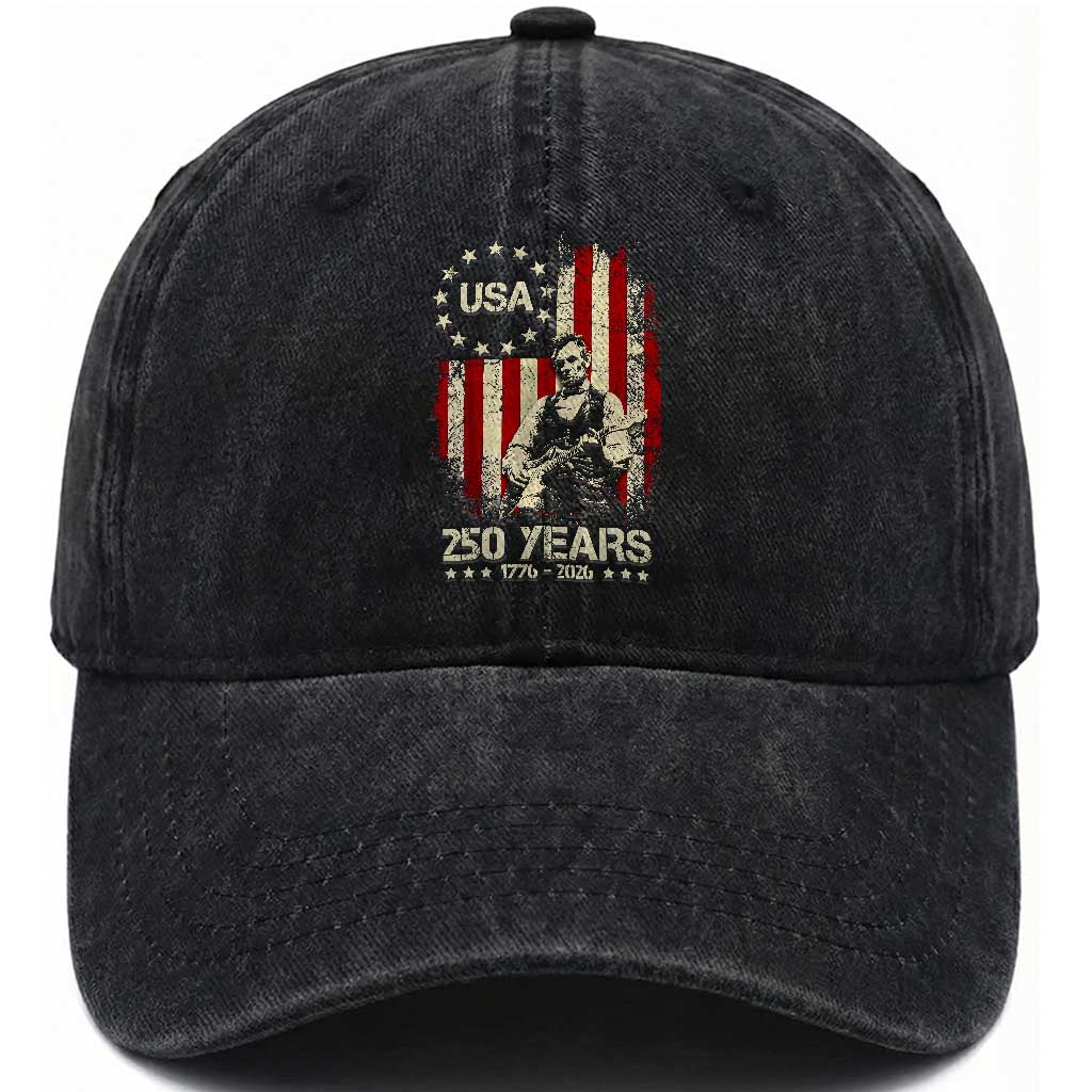 America's 250th Abraham Lincoln Playing Guitar Washed Cotton Baseball Cap