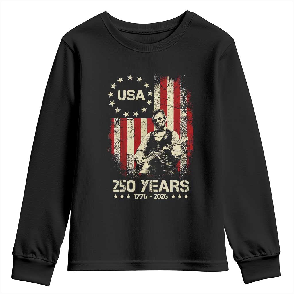 America's 250th Abraham Lincoln Playing Guitar Youth Sweatshirt