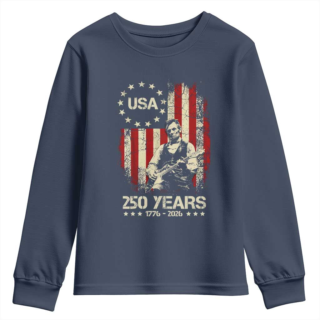America's 250th Abraham Lincoln Playing Guitar Youth Sweatshirt