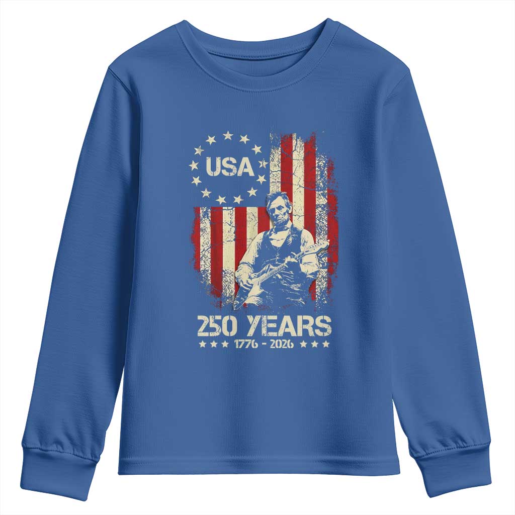 America's 250th Abraham Lincoln Playing Guitar Youth Sweatshirt