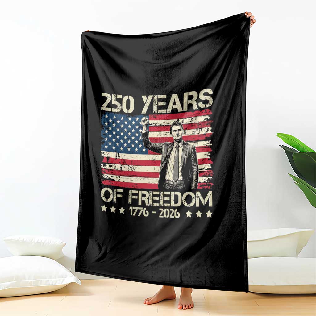 America 250 Years Throw Blanket Charlie Kirk American Flag Freedom