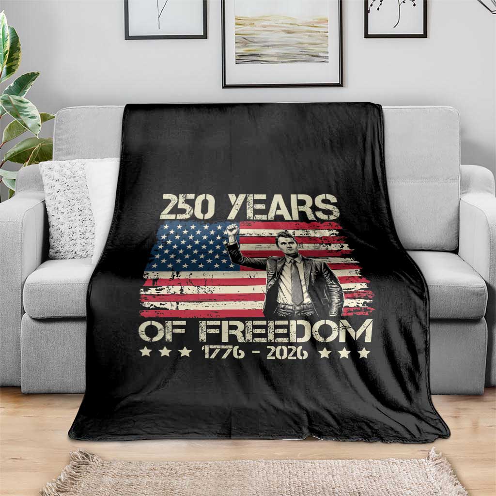 America 250 Years Throw Blanket Charlie Kirk American Flag Freedom