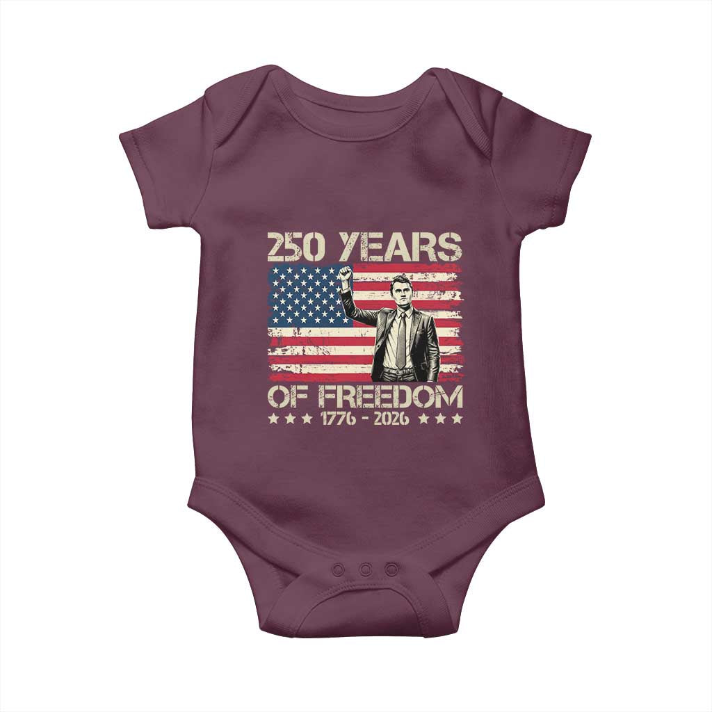 America 250 Years Baby Onesie Charlie Kirk American Flag Freedom