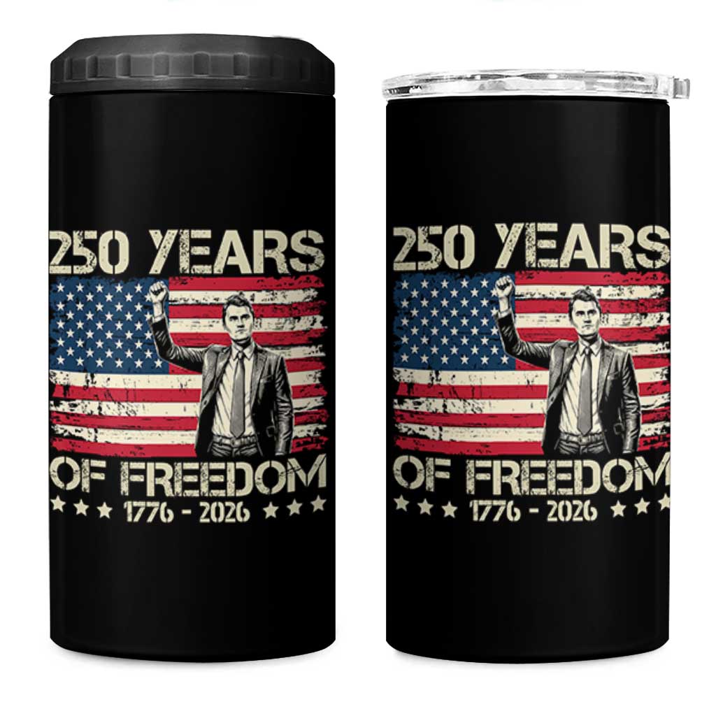 America 250 Years 4 in 1 Can Cooler Tumbler Charlie Kirk American Flag Freedom