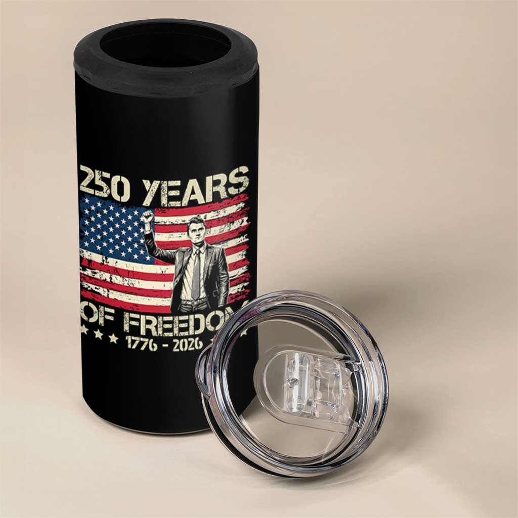 America 250 Years 4 in 1 Can Cooler Tumbler Charlie Kirk American Flag Freedom