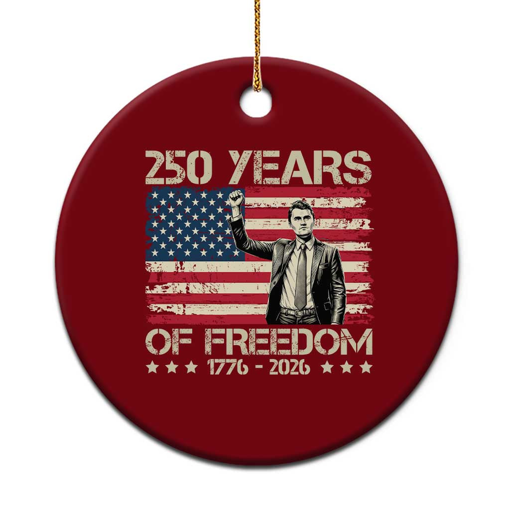 America 250 Years Ceramic Ornament Charlie Kirk American Flag Freedom