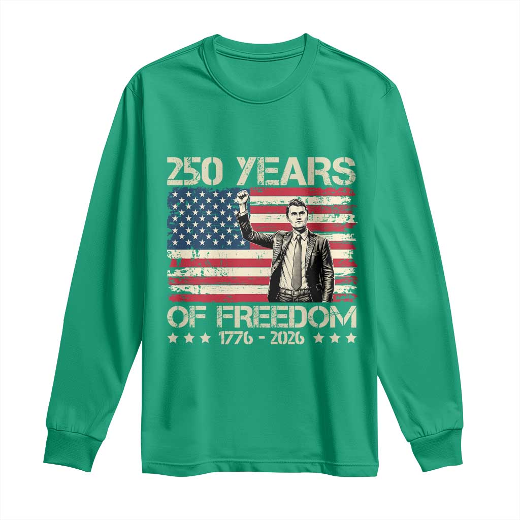 America 250 Years Long Sleeve Shirt Charlie Kirk American Flag Freedom