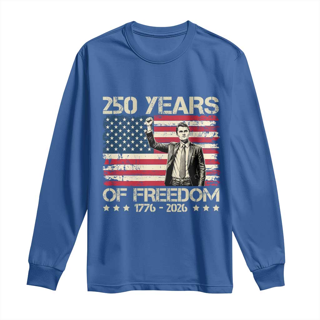 America 250 Years Long Sleeve Shirt Charlie Kirk American Flag Freedom