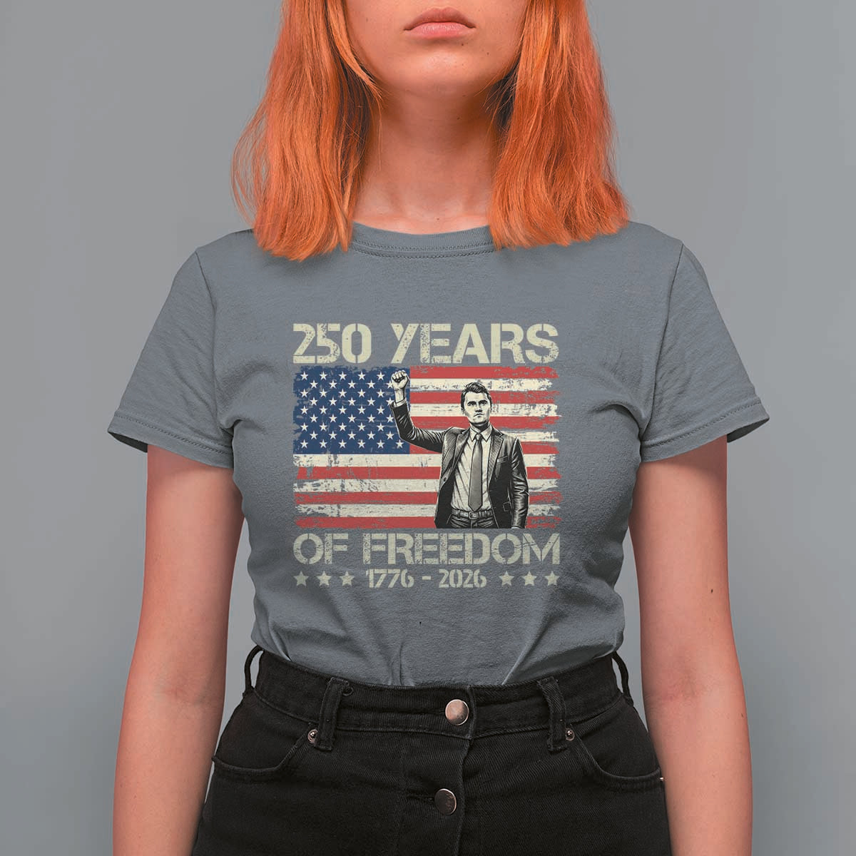 America 250 Years T Shirt For Women Charlie Kirk American Flag Freedom