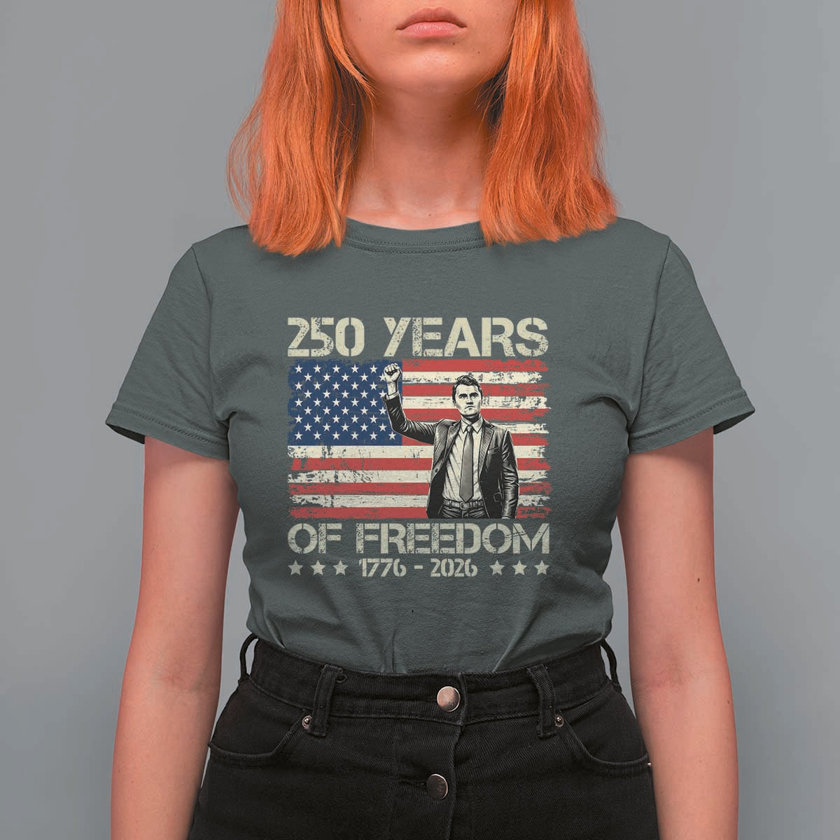 America 250 Years T Shirt For Women Charlie Kirk American Flag Freedom