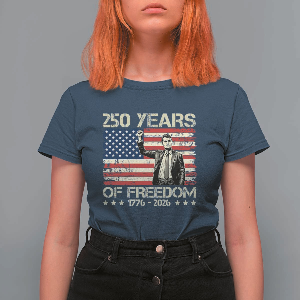 America 250 Years T Shirt For Women Charlie Kirk American Flag Freedom