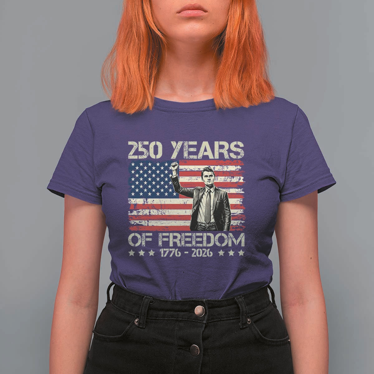 America 250 Years T Shirt For Women Charlie Kirk American Flag Freedom