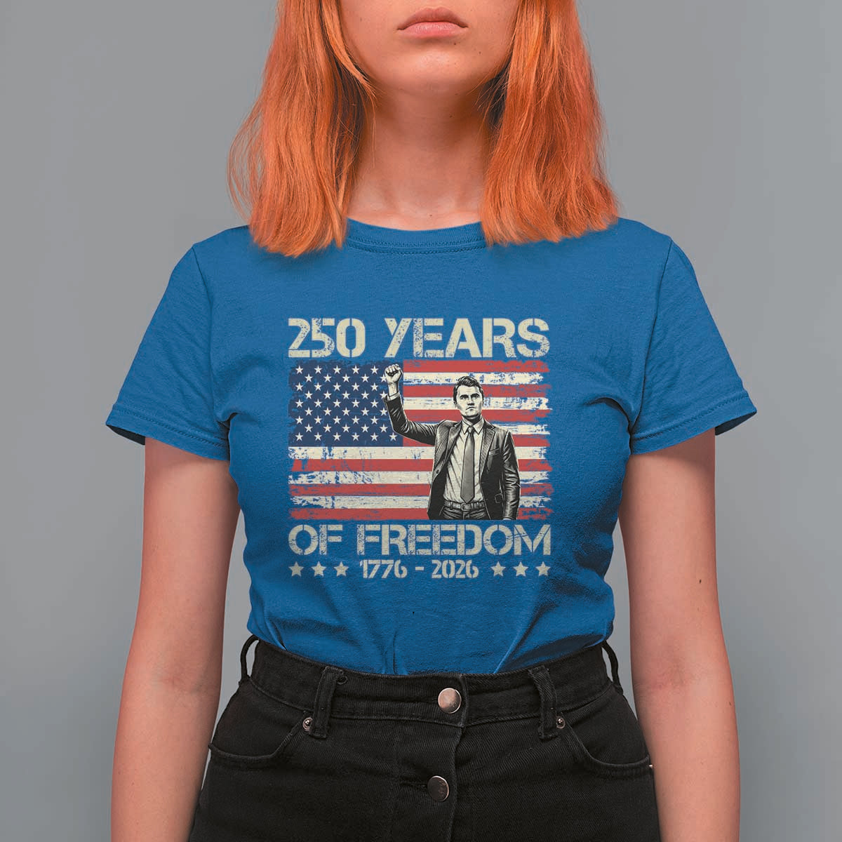 America 250 Years T Shirt For Women Charlie Kirk American Flag Freedom