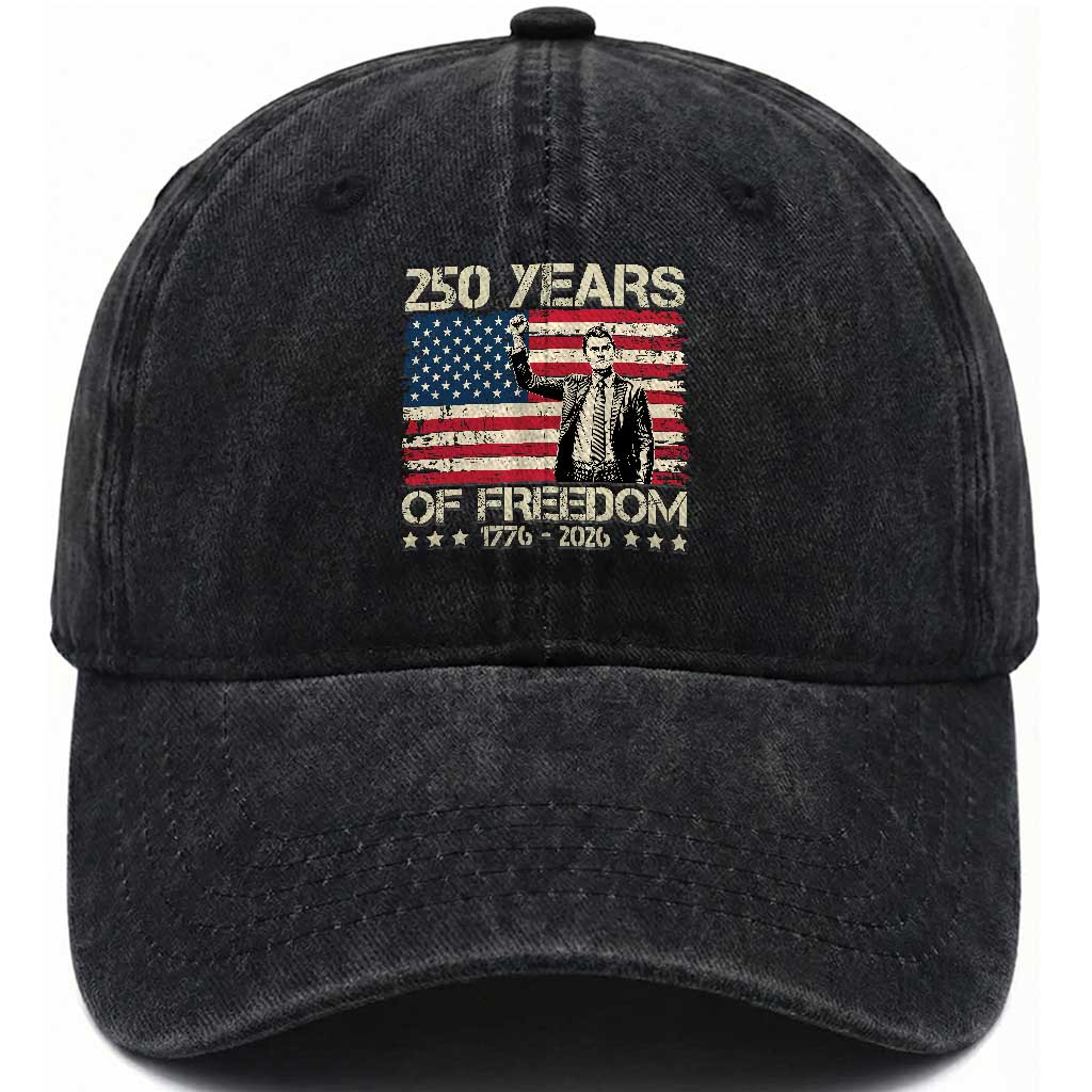America 250 Years Washed Cotton Baseball Cap Charlie Kirk American Flag Freedom