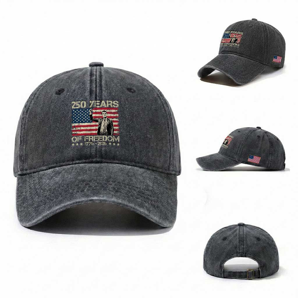 America 250 Years Washed Cotton Baseball Cap Charlie Kirk American Flag Freedom
