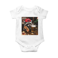 Patriotic USA Raccoon Drinking Beer Baby Onesie 4th of July Meme