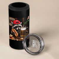 Patriotic USA Raccoon Drinking Beer 4 in 1 Can Cooler Tumbler 4th of July Meme