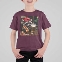 Patriotic USA Raccoon Drinking Beer T Shirt For Kid 4th of July Meme