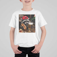 Patriotic USA Raccoon Drinking Beer T Shirt For Kid 4th of July Meme