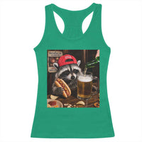 Patriotic USA Raccoon Drinking Beer Racerback Tank Top 4th of July Meme