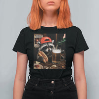 Patriotic USA Raccoon Drinking Beer T Shirt For Women 4th of July Meme