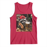 Patriotic USA Raccoon Drinking Beer Tank Top 4th of July Meme