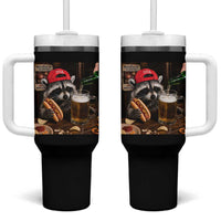 Patriotic USA Raccoon Drinking Beer Tumbler With Handle 4th of July Meme