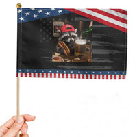 Raccoon Drinking Beer Patriotic Handheld Flag 4th of July Meme