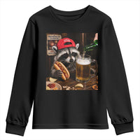 Patriotic USA Raccoon Drinking Beer Youth Sweatshirt 4th of July Meme