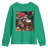 Patriotic USA Raccoon Drinking Beer Youth Sweatshirt 4th of July Meme