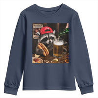 Patriotic USA Raccoon Drinking Beer Youth Sweatshirt 4th of July Meme