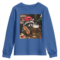 Patriotic USA Raccoon Drinking Beer Youth Sweatshirt 4th of July Meme