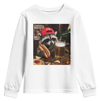 Patriotic USA Raccoon Drinking Beer Youth Sweatshirt 4th of July Meme