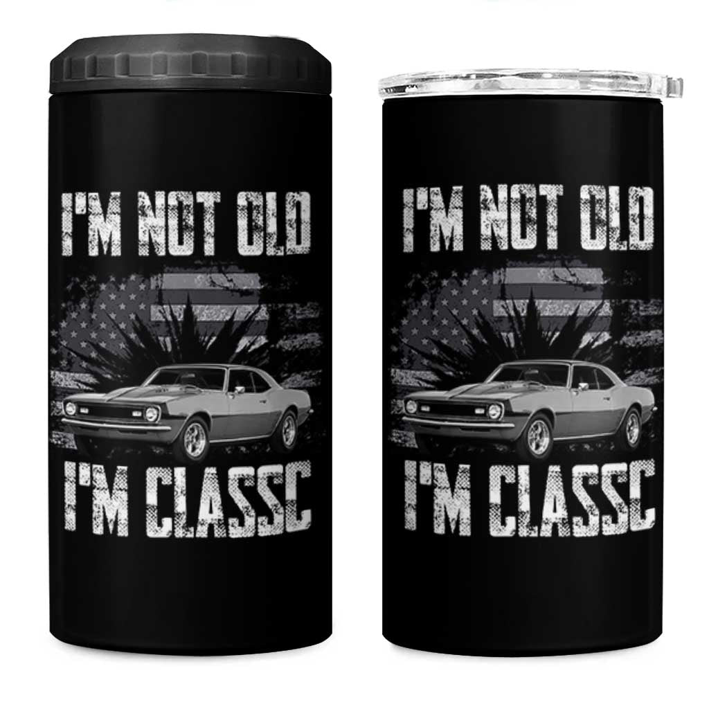 I'm Not Old I'm Classic 4 in 1 Can Cooler Tumbler Retro American Muscle Car Classic USA