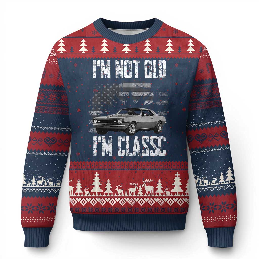 I'm Not Old I'm Classic Ugly Christmas Sweater Retro American Muscle Car Classic USA